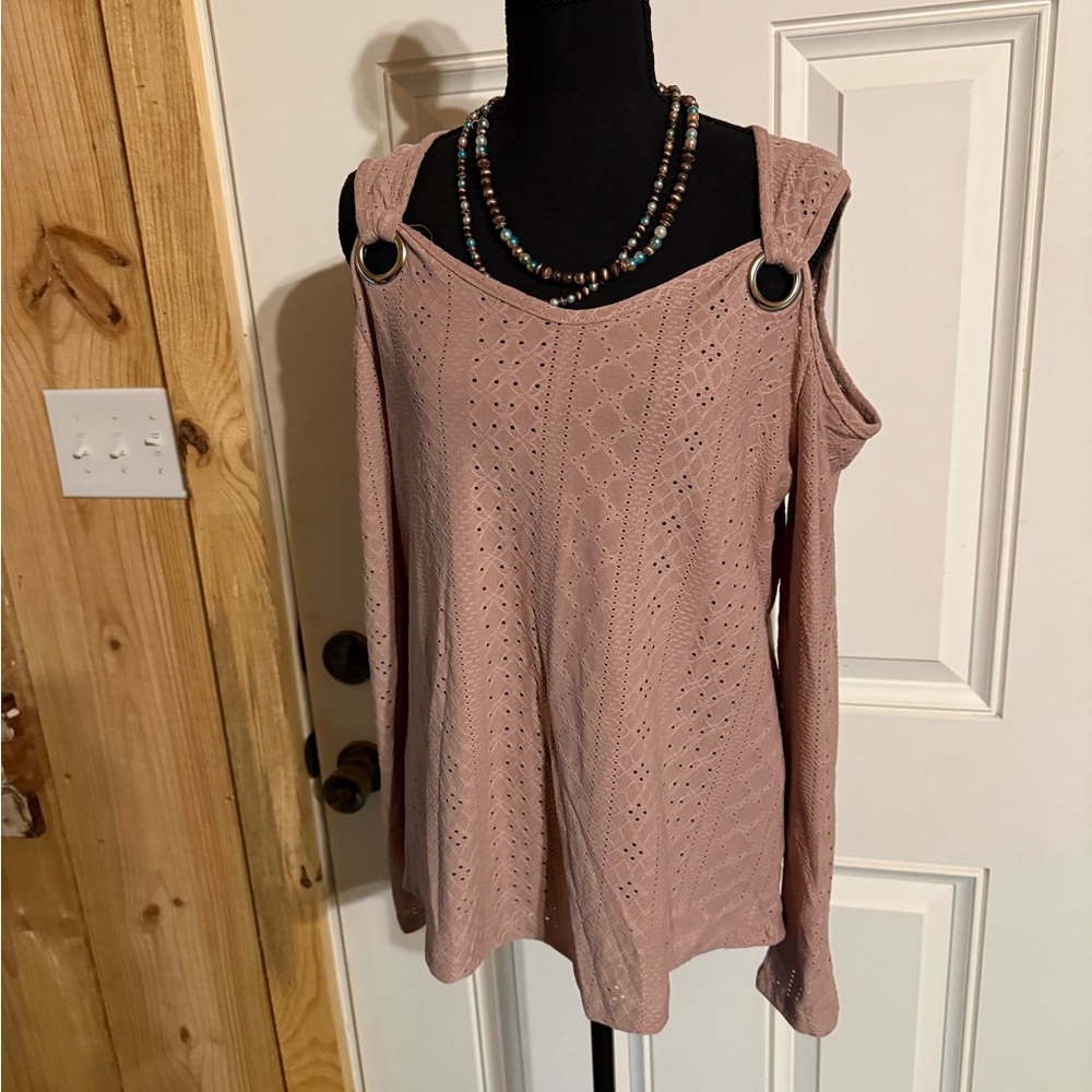 Pink Knit Sleeveless Top with Grommet Details